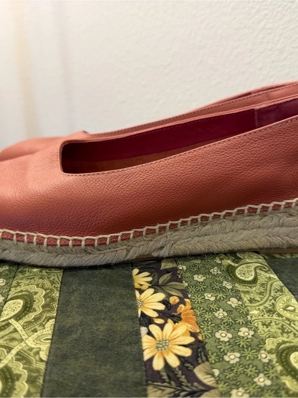 Everlane Women's Leather Espadrille Flats in Terracotta Red